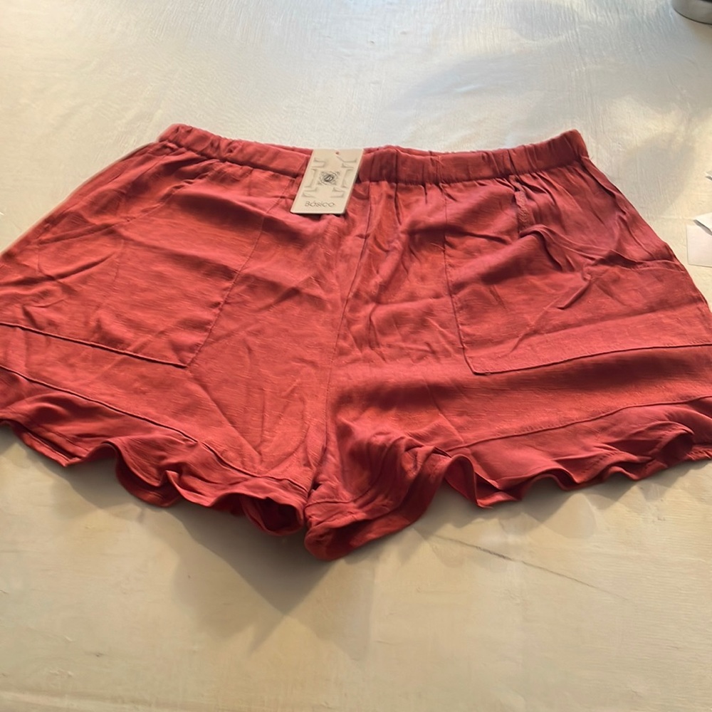 Pocket ruffle hem  short shorts.XL